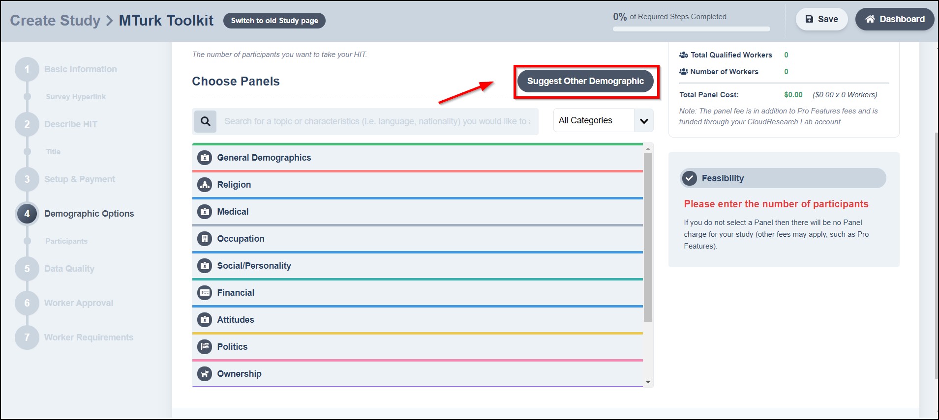 Selecting Demographic Options
