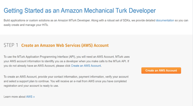 The first step is creating an AWS account.