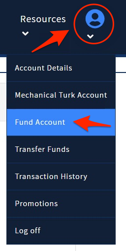 TurkPrime Fund Account Drop-Down menu