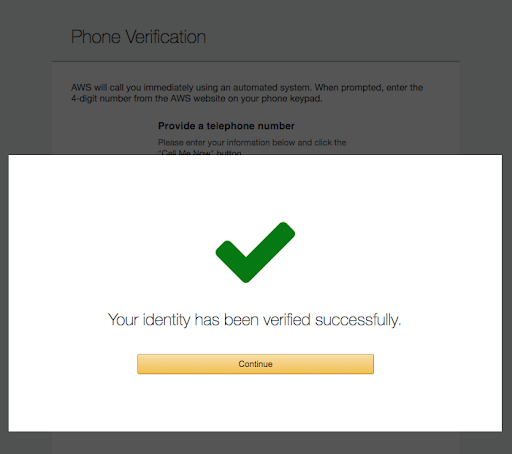 Your identity has been verified successfully screen