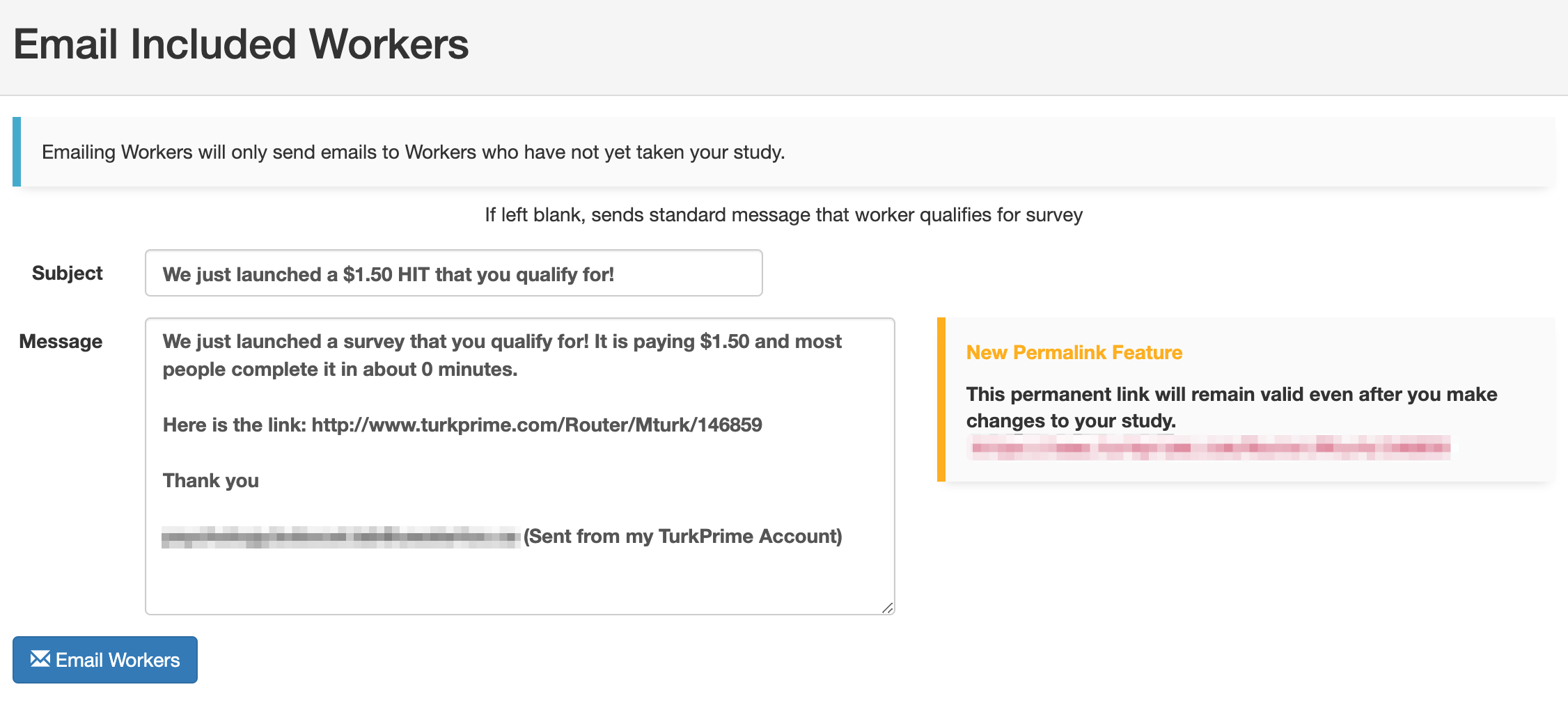 Email Included Workers Window