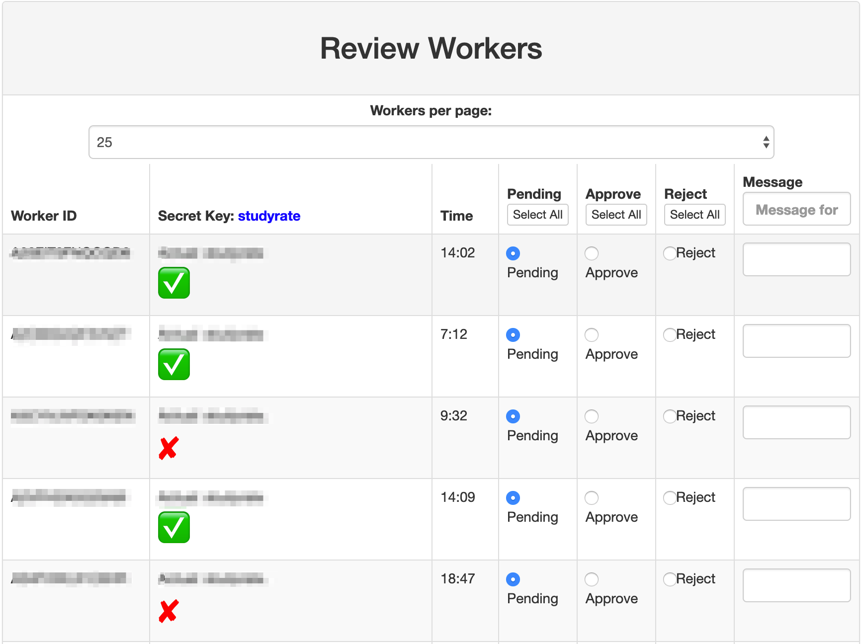 Approval Codes on MTurk: Manual Approval